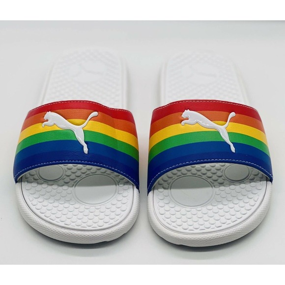 NEW Puma Cool Cat Rainbow ‘Pride’ Cushioned Slides - Picture 2 of 4